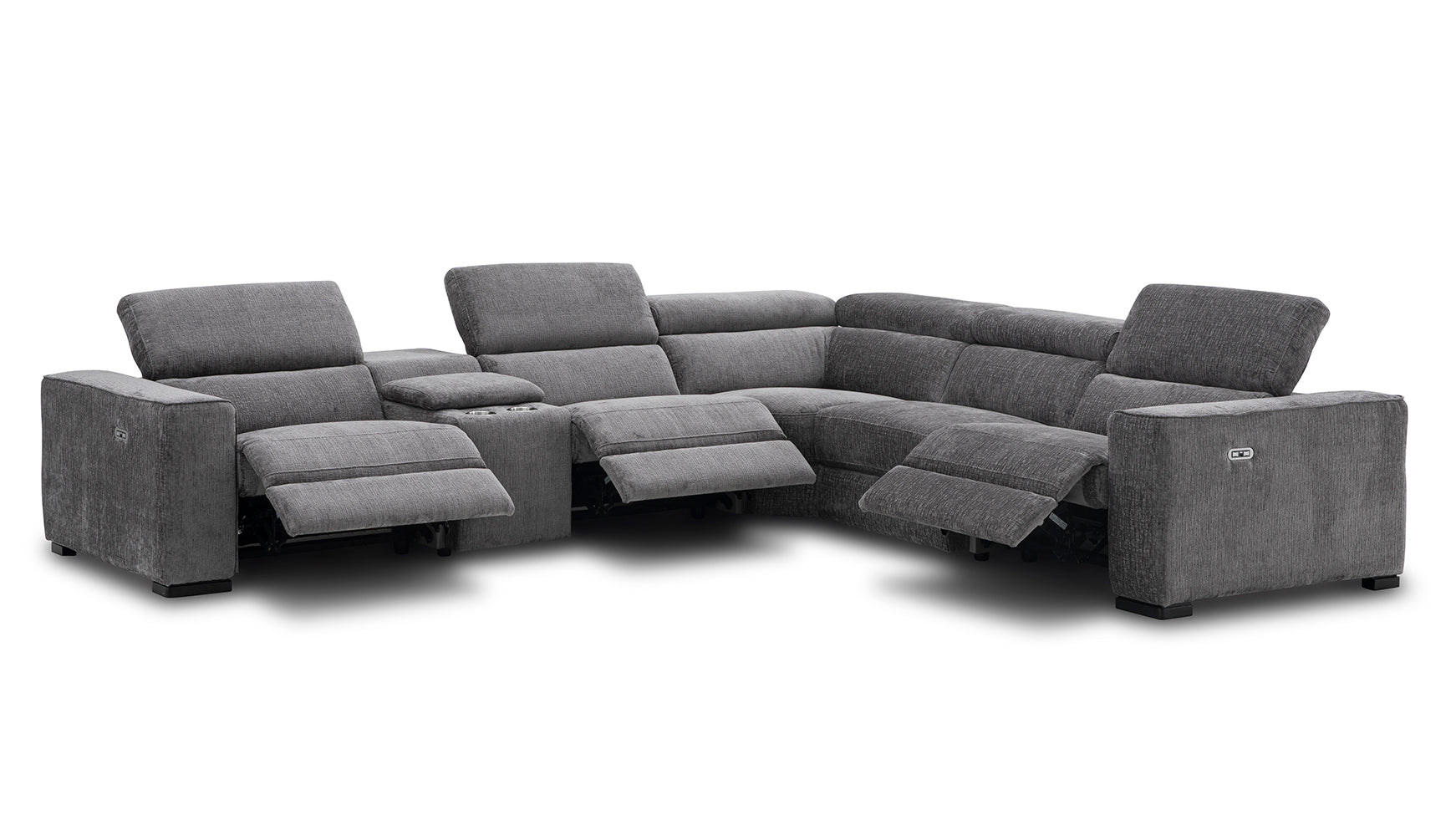 Picasso Motion Fabric Sectional in Dark Grey | J&M Furniture