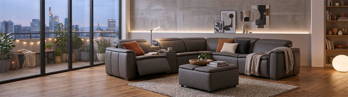 Zen Reclining Sectional & Storage Ottoman | J&M Furniture