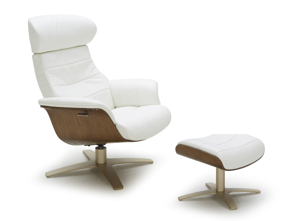 Karma White Lounge Chair & Ottoman | J&M Furniture