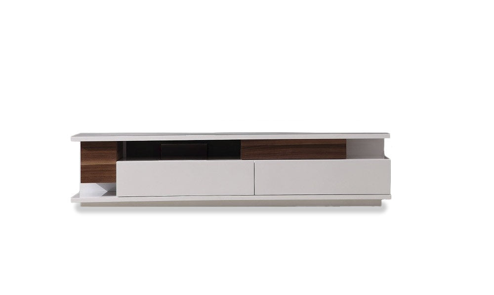 TV Stand 061 in White High Gloss & Walnut | J&M Furniture