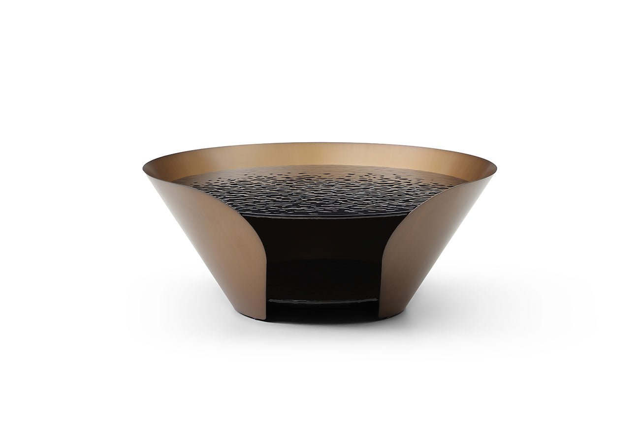 Vanta Coffee Table | Modern Glass Coffee Table with Bronze Base