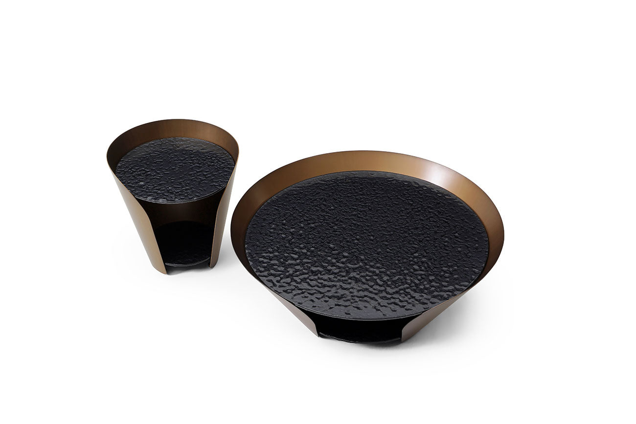 Vanta Coffee Table | Modern Glass Coffee Table with Bronze Base