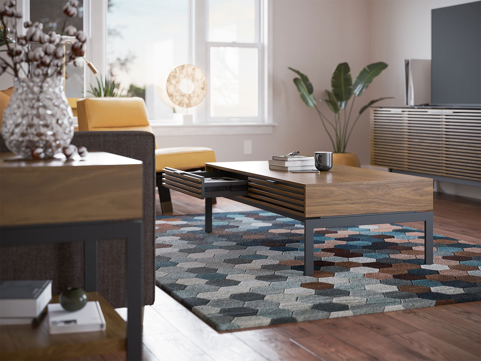 BDI Rectangular Coffee Table Natural Walnut (WL) Cora 1172 Coffee Table | BDI Furniture