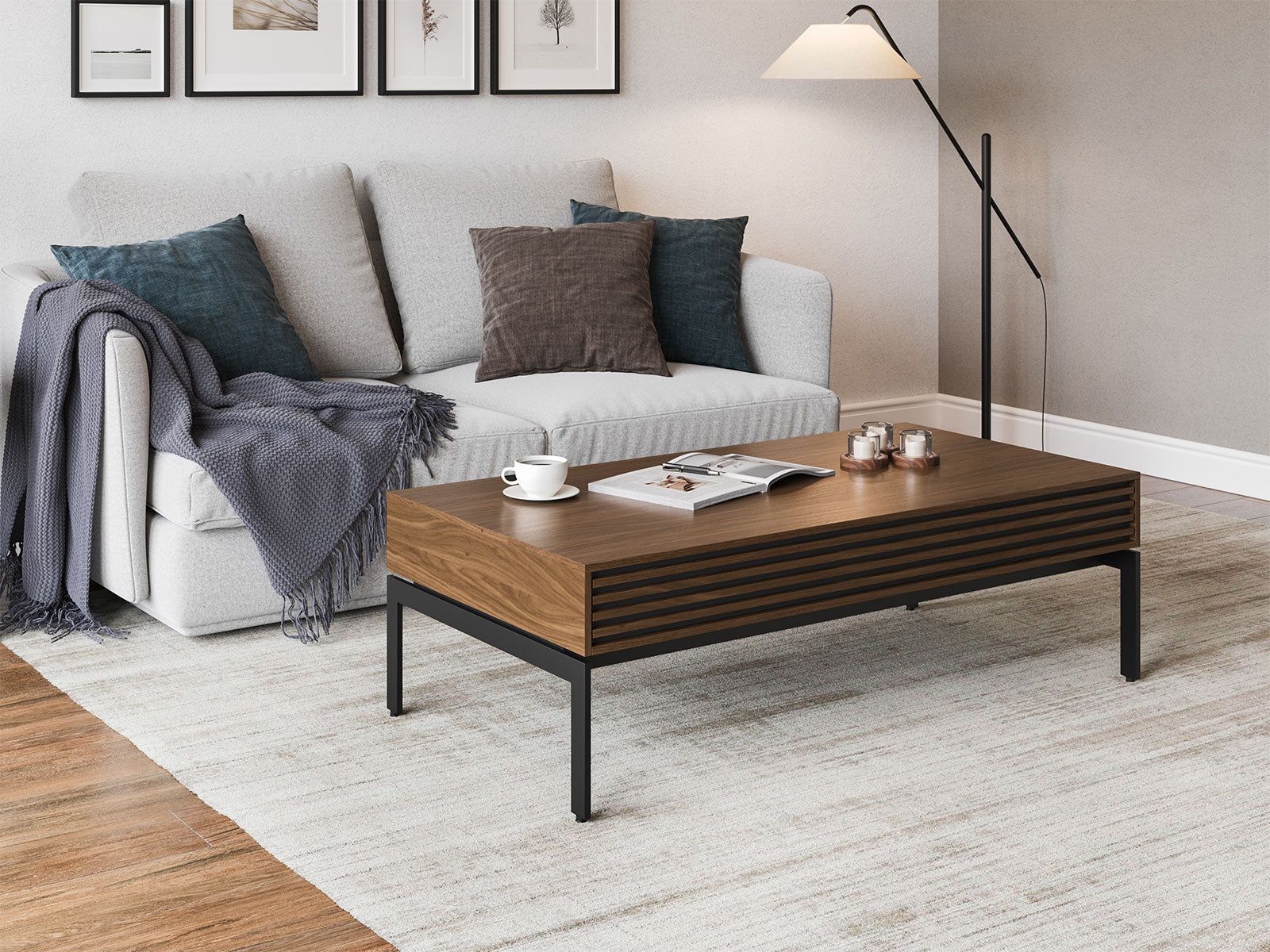 BDI Rectangular Coffee Table Natural Walnut (WL) Cora 1172 Coffee Table | BDI Furniture