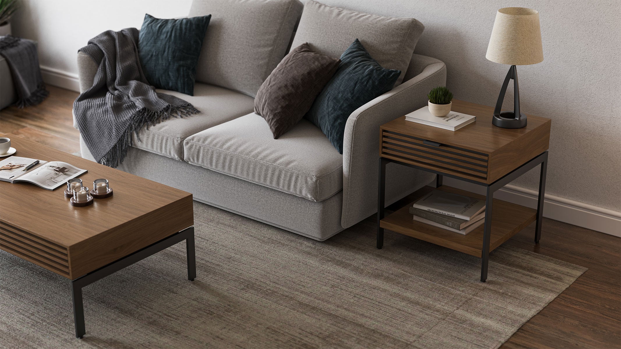 BDI Side Table Natural Walnut (WL) Cora 1176 Side Table | BDI Furniture