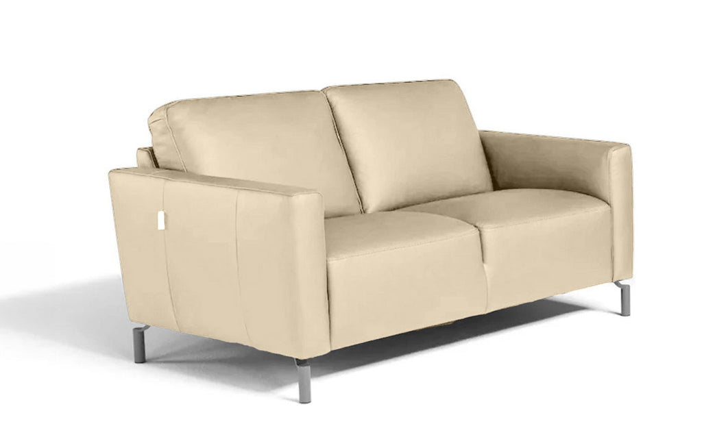 Caleb Leather Loveseat in Taupe | Max Divani