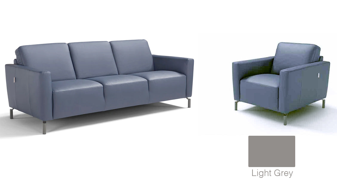 Caleb Leather Sofa Collection in Light Grey | Max Divani