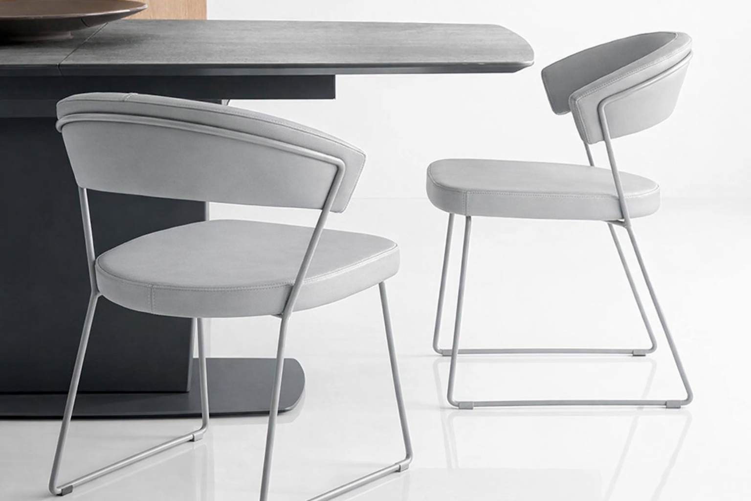 Connubia Dining Chair New York Armless Dining Chair in Light Grey | Connubia