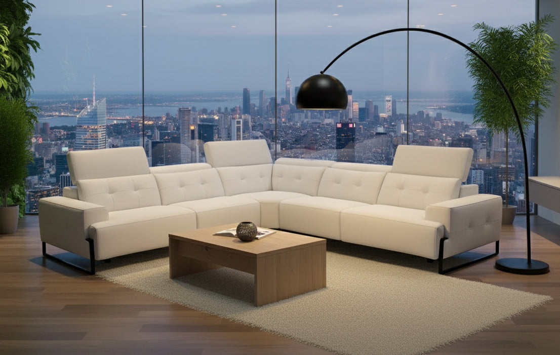 i772 Reclining Sectional Sofa in White | Incanto