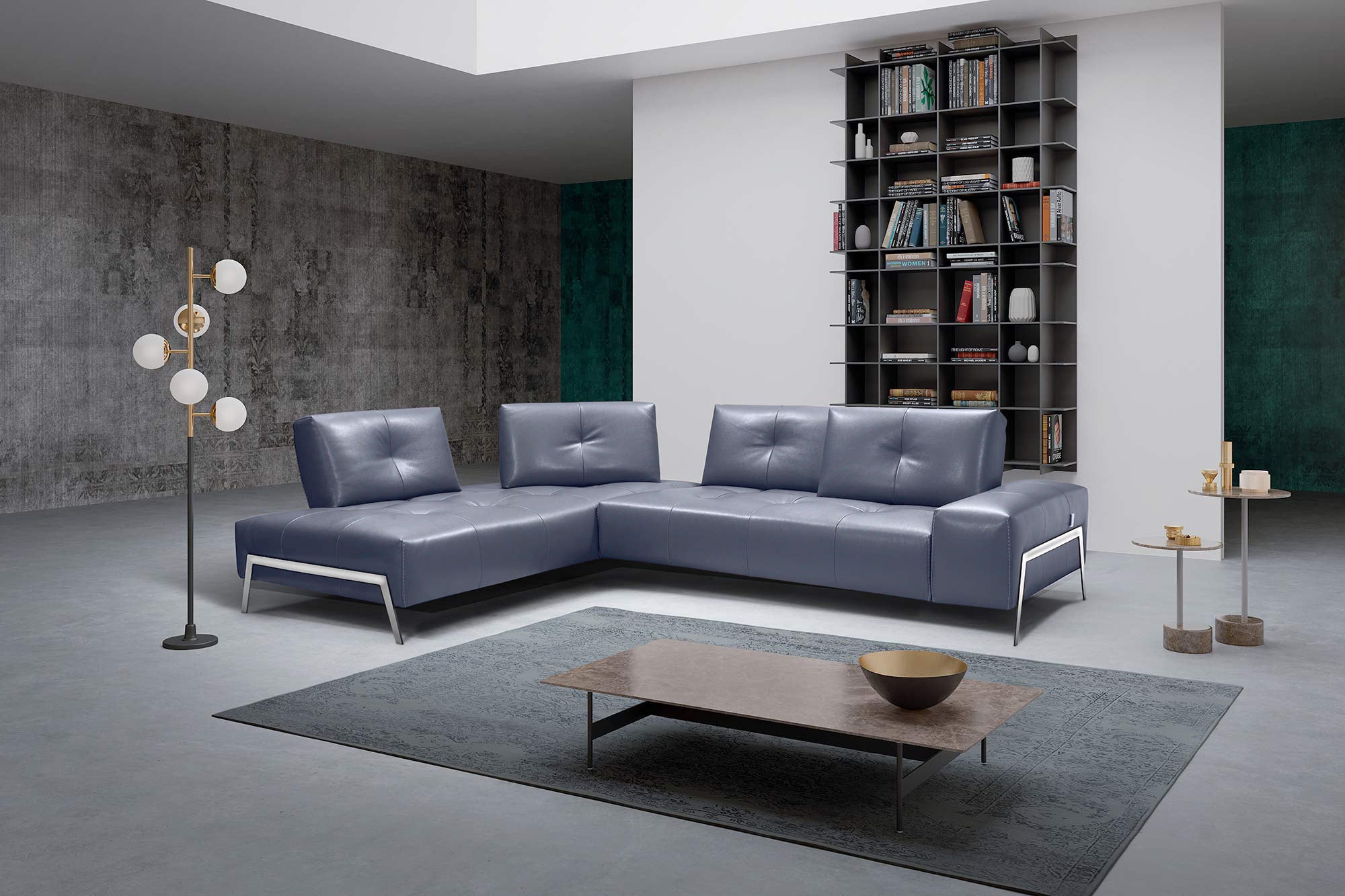 Incanto Italian Attitude Couches & Sofa i763 Sectional Sofa in Light Blue | Incanto