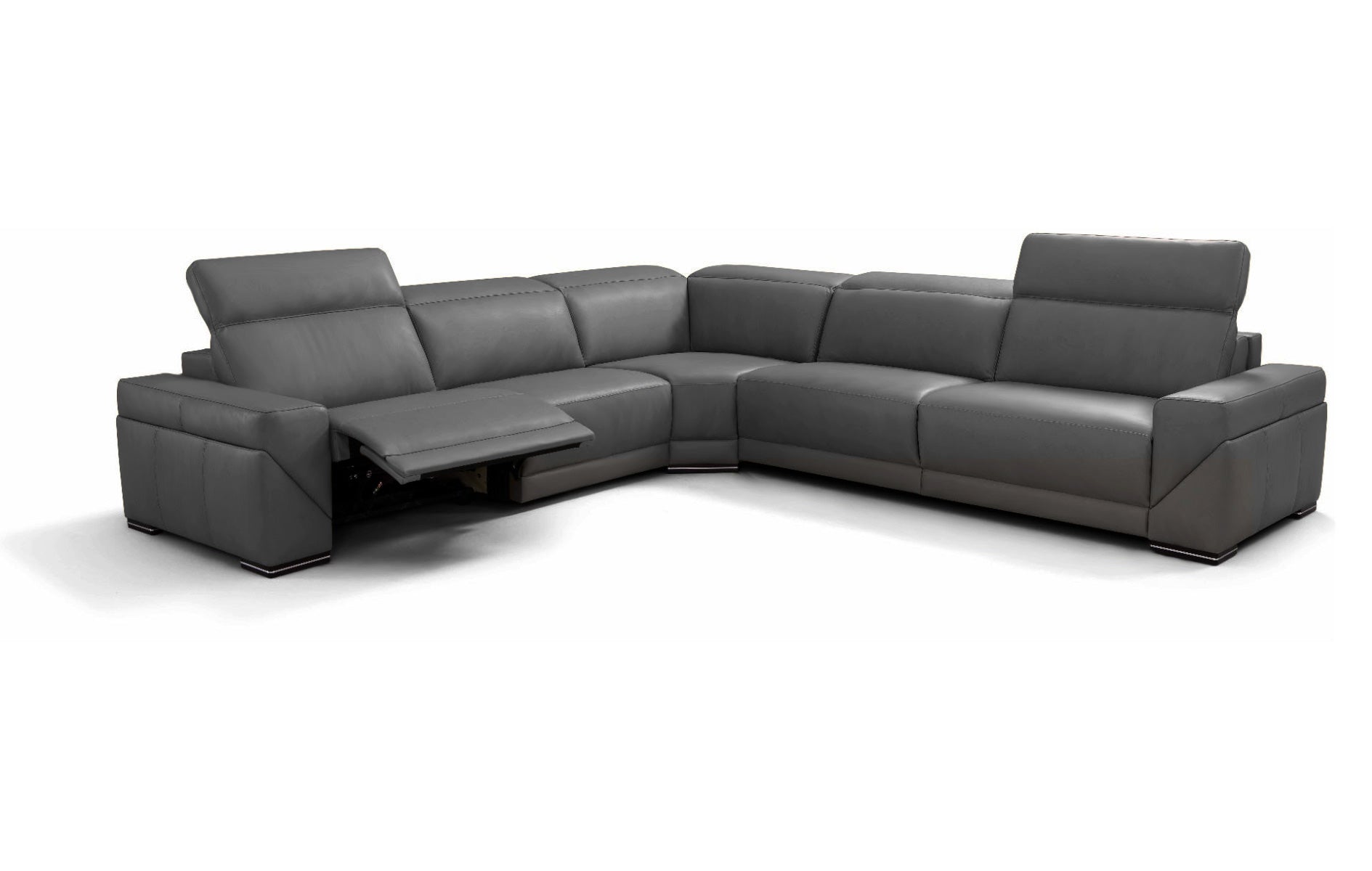 Incanto Italian Attitude Couches & Sofa i912 Reclining Leather Sectional in Blue Grey | Incanto