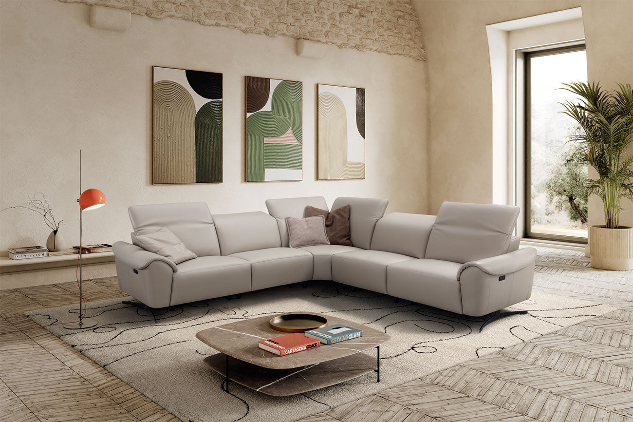 Incanto Italian Attitude Couches & Sofa i948 Reclining Sectional Sofa in taupe | Incanto