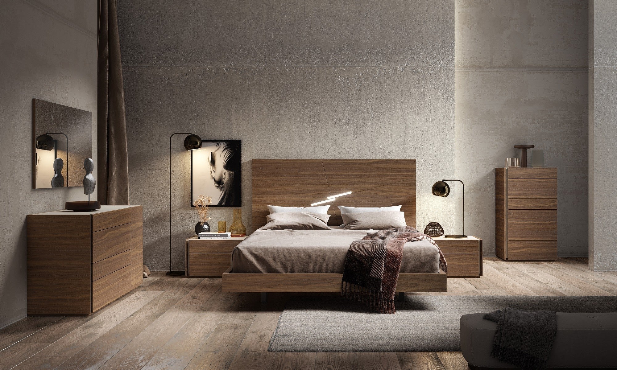 J and M Furniture Bedroom Sets Faro Premium Bed in Walnut | J&M Furniture