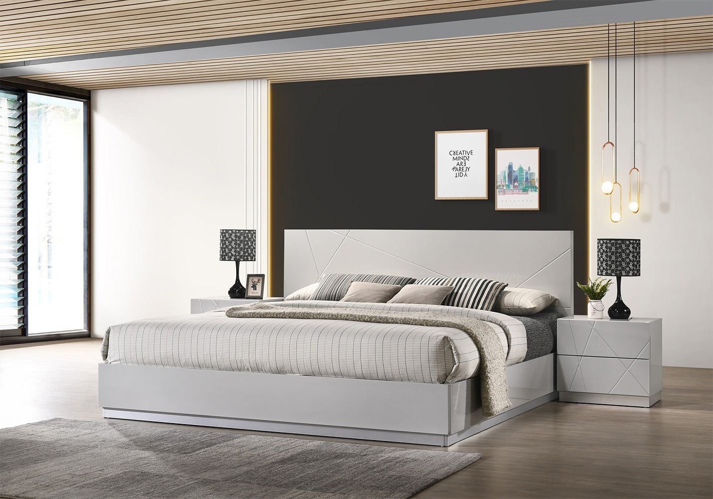 J and M Furniture Bedroom Sets Naples Modern Bed in Grey | J&M Furniture