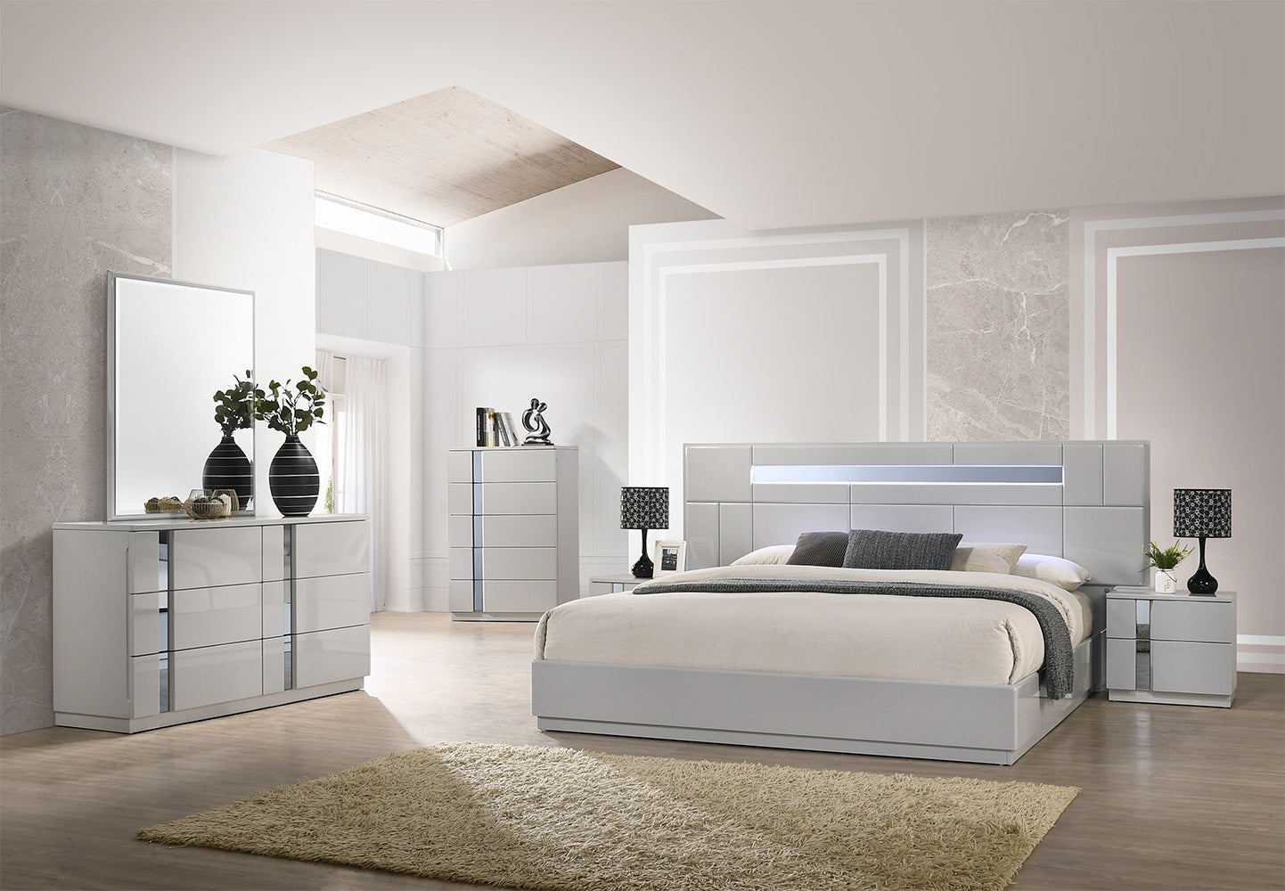 J and M Furniture Bedroom Sets Palermo Modern Bed in Grey | J&M Furniture