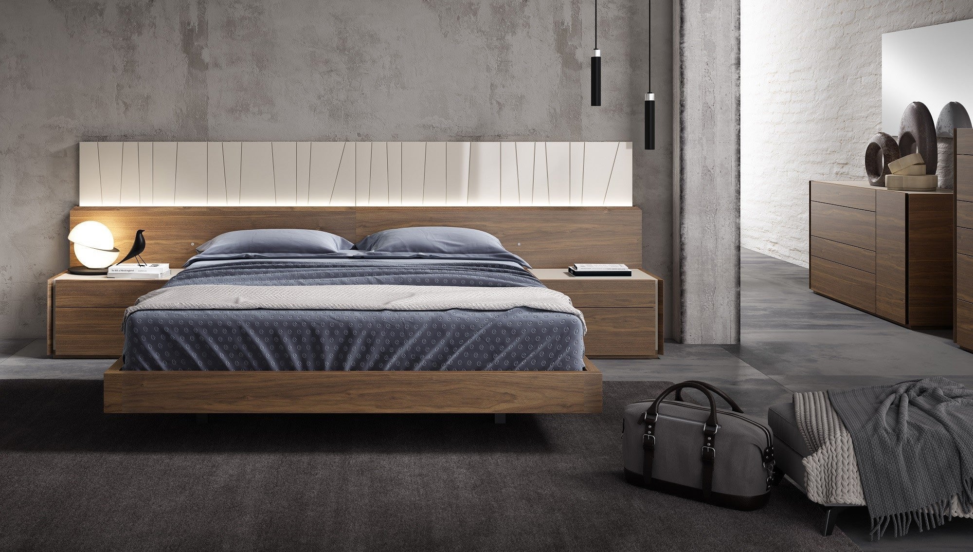 J and M Furniture Bedroom Sets Porto Premium Bed In Walnut | J&M Furniture