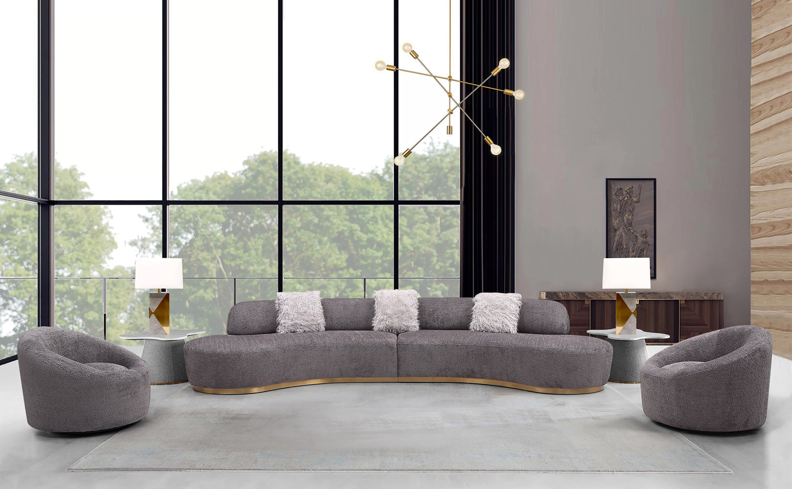 J and M Furniture Chair Moon Fabric Chair in Dark Grey | J&M Furniture