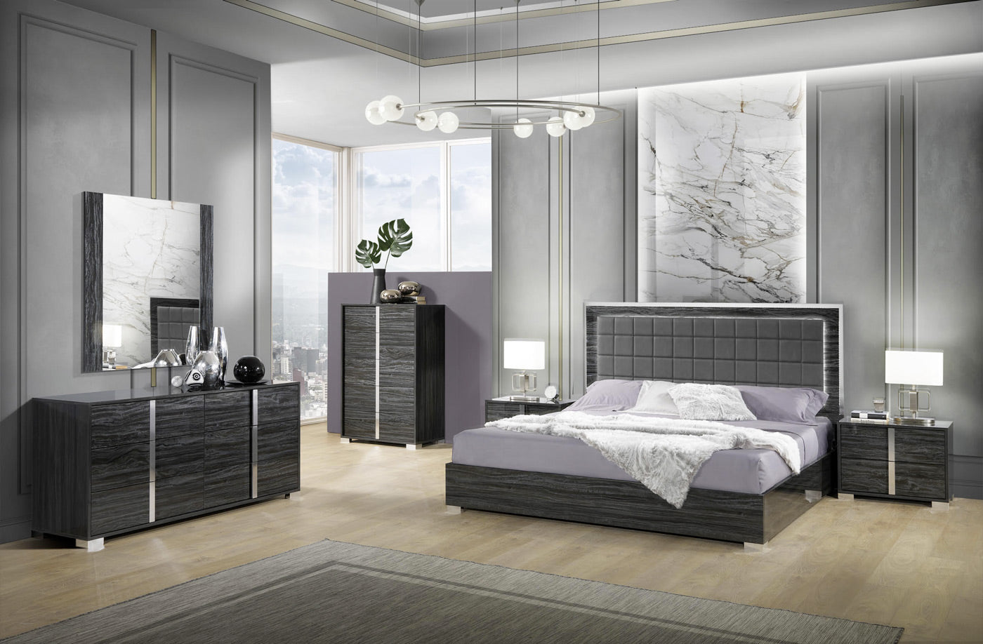 J and M Furniture Chest Alice Gloss Grey Chest