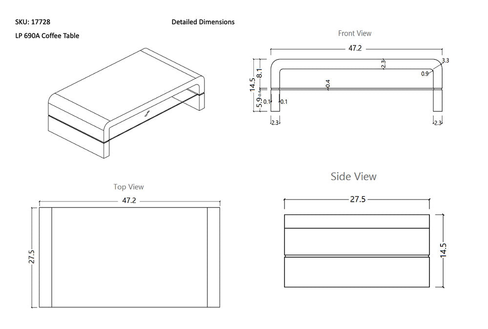 J and M Furniture Coffee Table 690A Modern Coffee Table | J&M Furniture