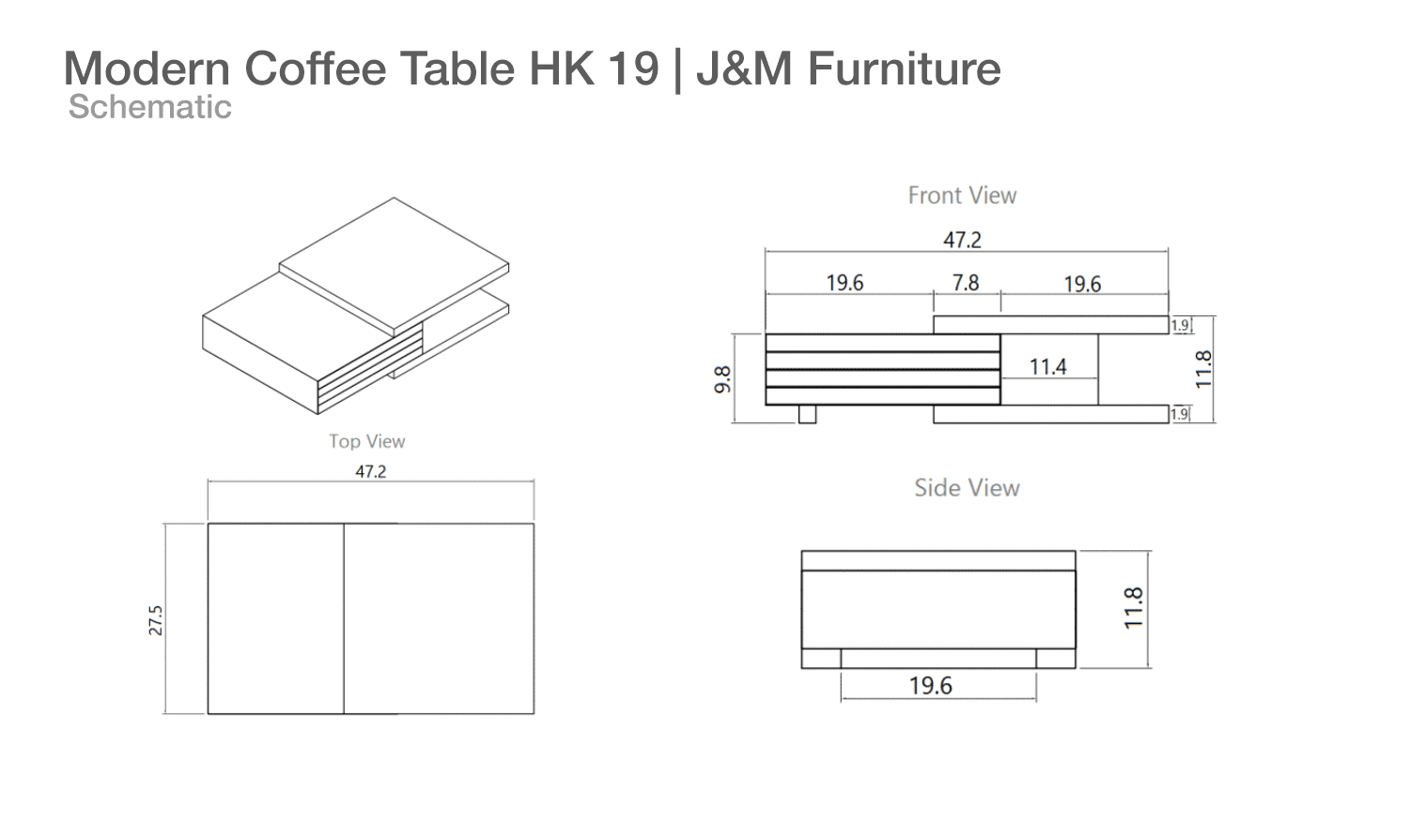 J and M Furniture Coffee Table Modern Coffee Table HK 19 | J&M Furniture