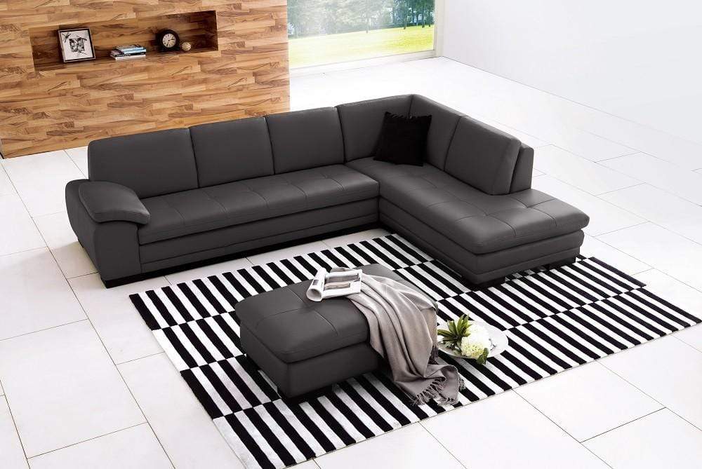 J and M Furniture Couches & Sofa 625 Italian Leather Sectional Grey | J&M Furniture
