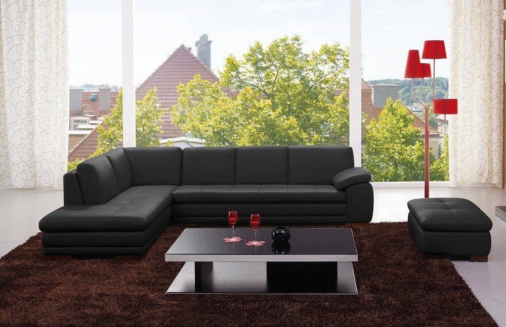 J and M Furniture Couches & Sofa 625 Italian Leather Sectional Grey | J&M Furniture