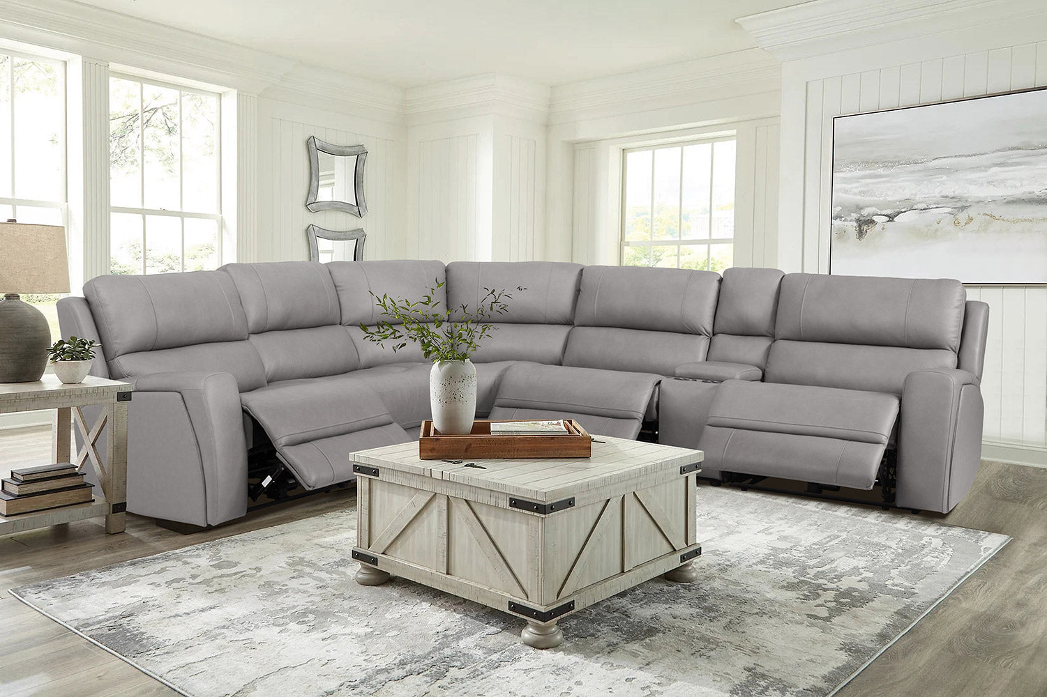 J and M Furniture Couches & Sofa 70815M Reclining Sectional in Grey | J&M Furniture