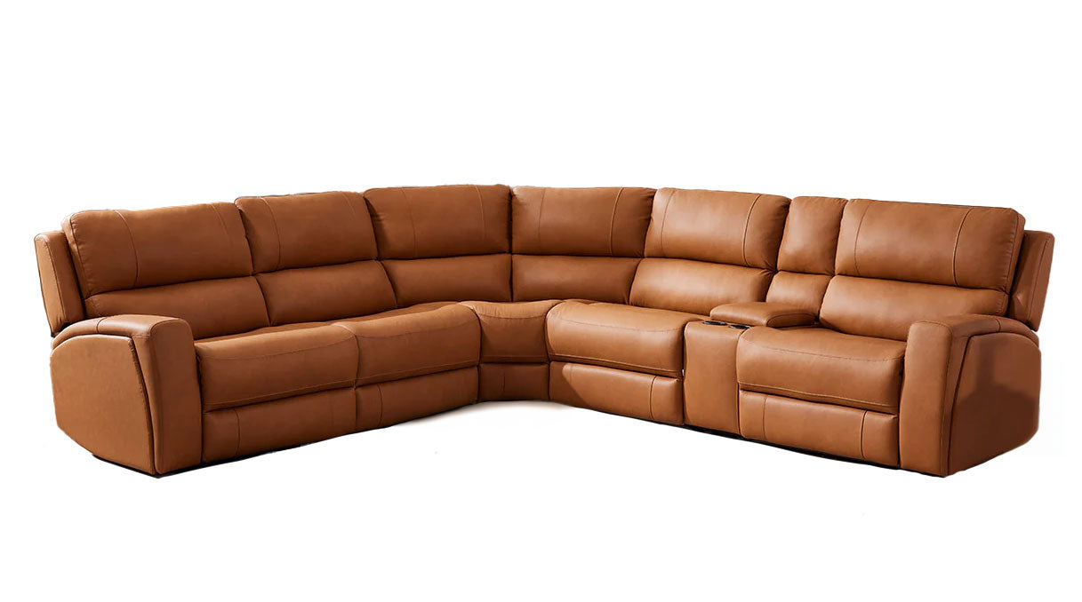 J and M Furniture Couches & Sofa 70815M Reclining Sectional in Pumpkin | J&M Furniture