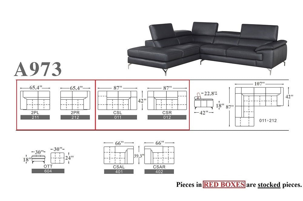 J and M Furniture Couches & Sofa A973 Leather Sectional in Grey | J&M Furniture