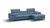 J and M Furniture Couches & Sofa A973b Premium Leather Mini Sectional in Azure Blue | J&M Furniture
