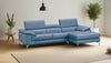 J and M Furniture Couches & Sofa A973b Premium Leather Mini Sectional in Azure Blue | J&M Furniture