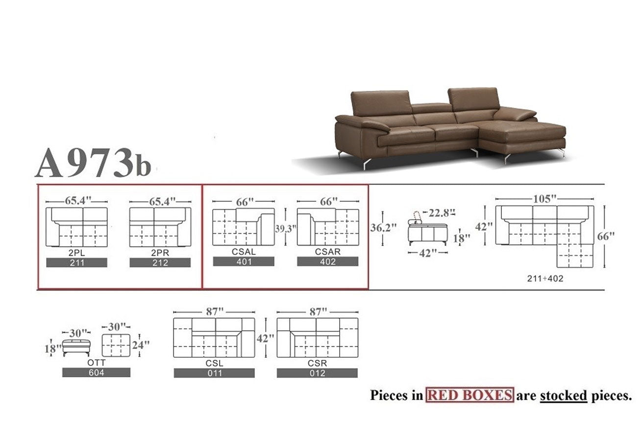 J and M Furniture Couches & Sofa A973b Premium Leather Mini Sectional in Caramel | J&M Furniture