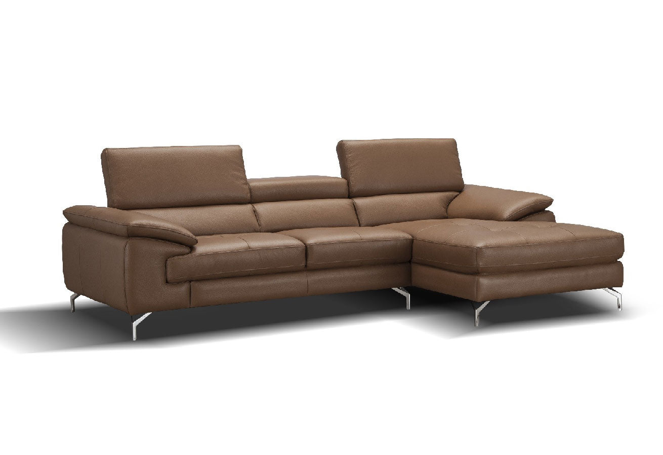 J and M Furniture Couches & Sofa A973b Premium Leather Mini Sectional in Caramel | J&M Furniture