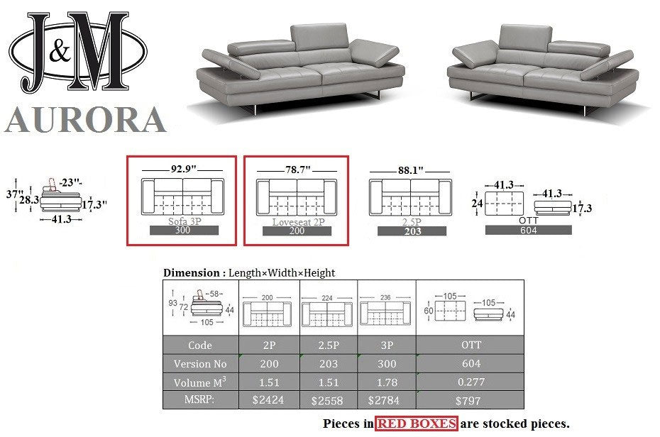 J and M Furniture Couches & Sofa Aurora Premium Leather Sofa | J&M Furniture