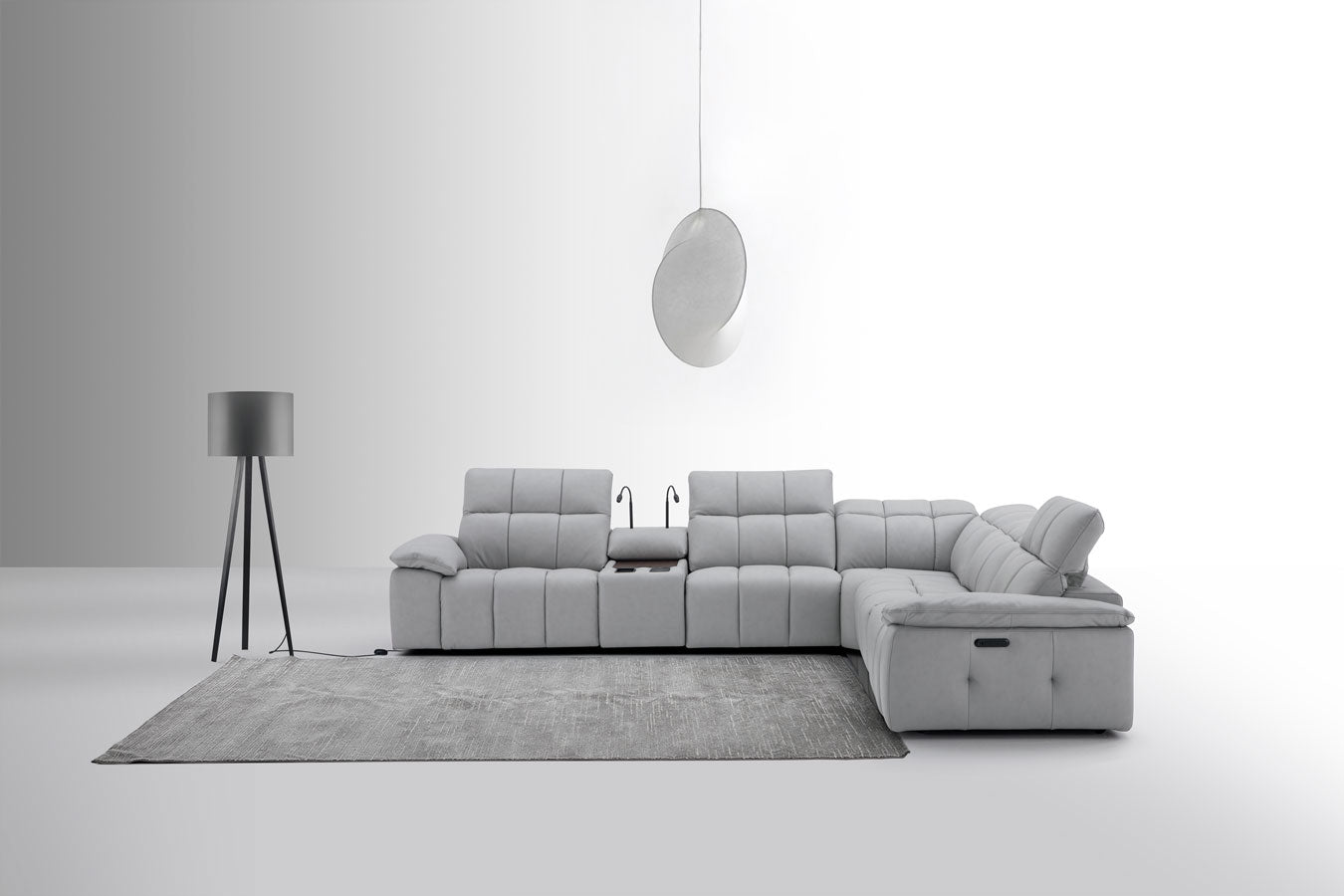 J and M Furniture Couches & Sofa Beaumont Leather Power Recliner 8301 in Light Grey | J&M Furniture