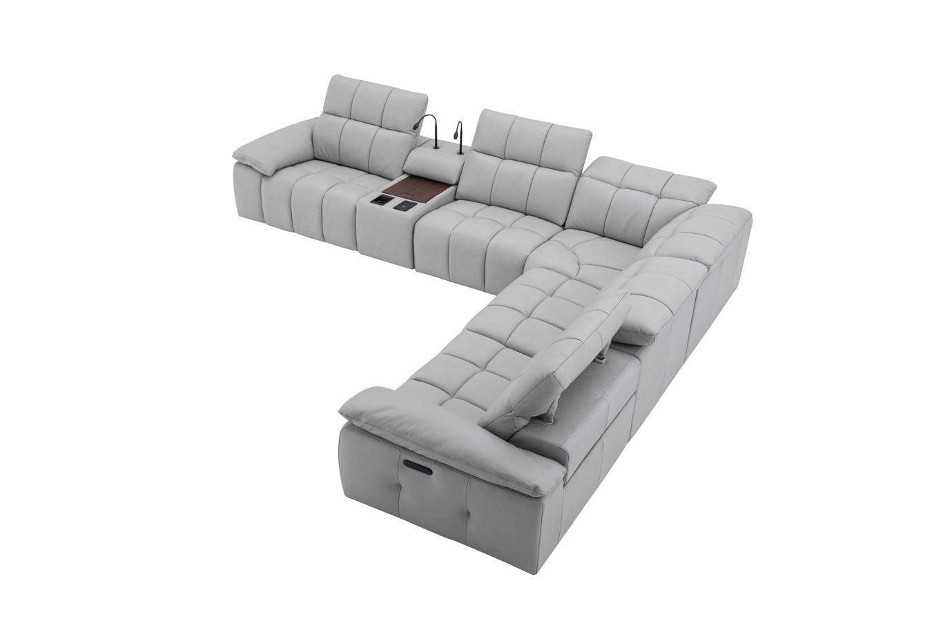 J and M Furniture Couches & Sofa Beaumont Leather Power Recliner 8301 in Light Grey | J&M Furniture