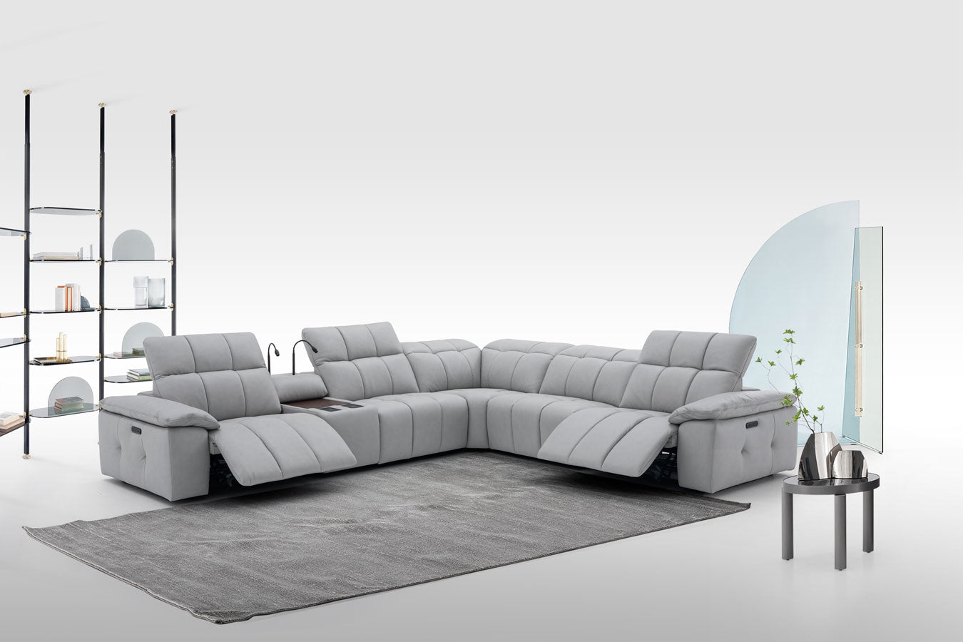 J and M Furniture Couches & Sofa Beaumont Leather Power Recliner 8301 in Light Grey | J&M Furniture