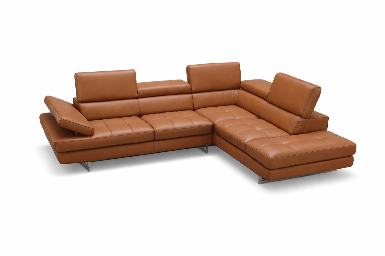 Forza A761 Italian Leather Sectional In Caramel Forza A761 Italian Leather Sectional In Caramel
