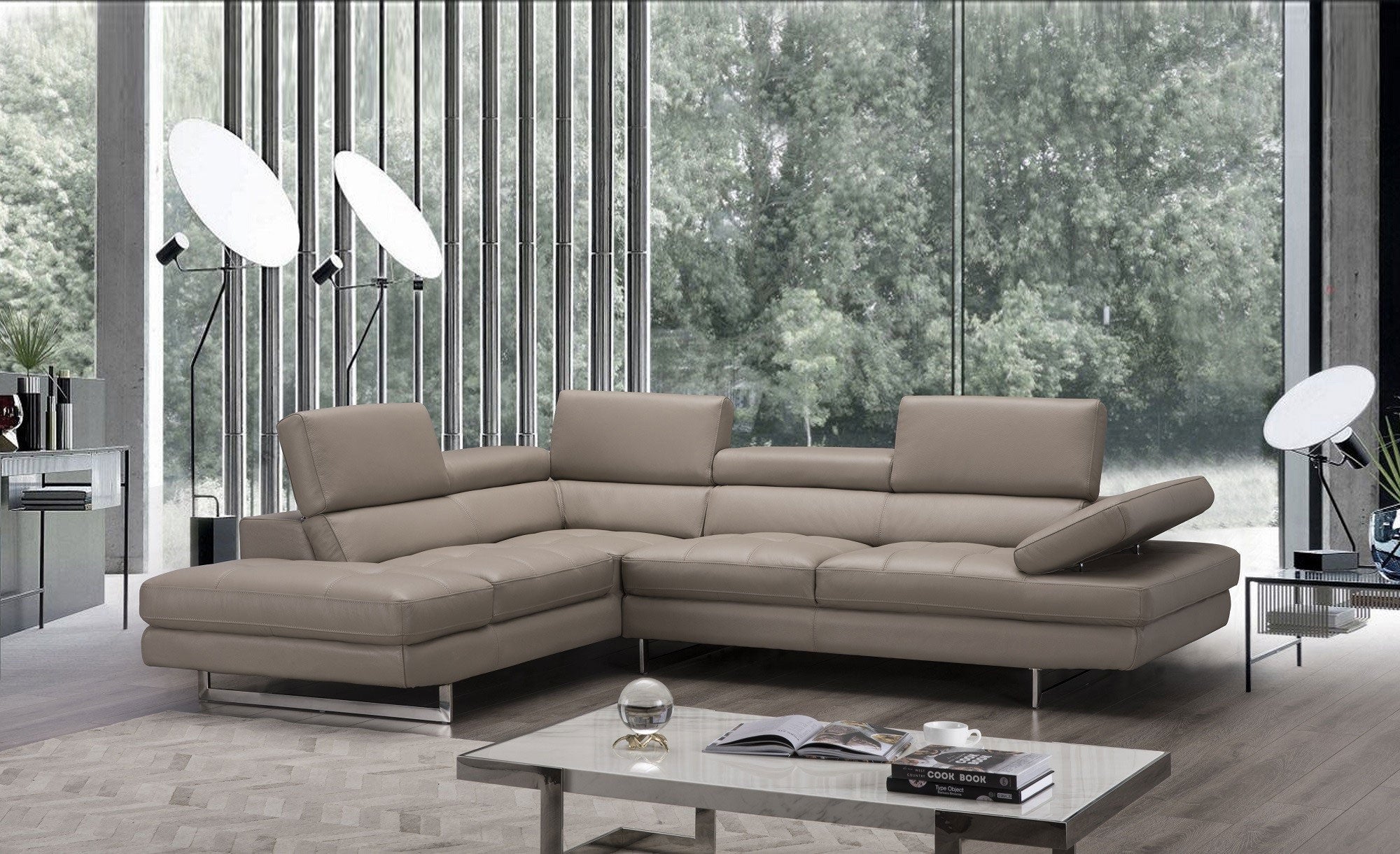 J and M Furniture Couches & Sofa Forza A761 Italian Leather Sectional In Peanut