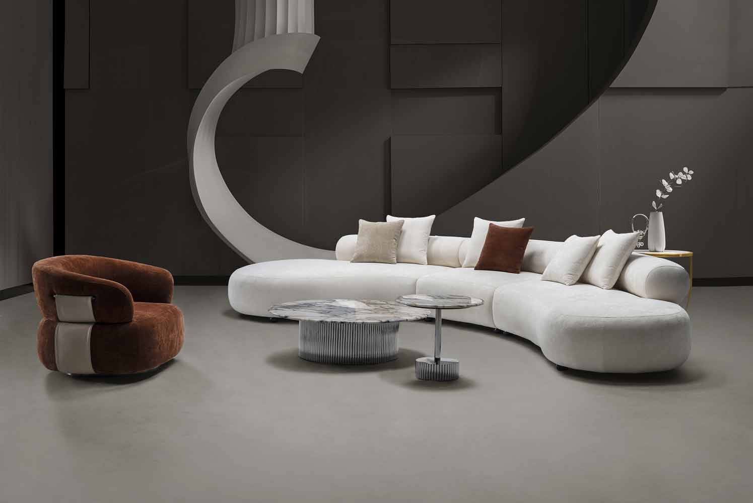 J and M Furniture Couches & Sofa HF5018 Modern Fabric Sofa in White | J&M Furniture