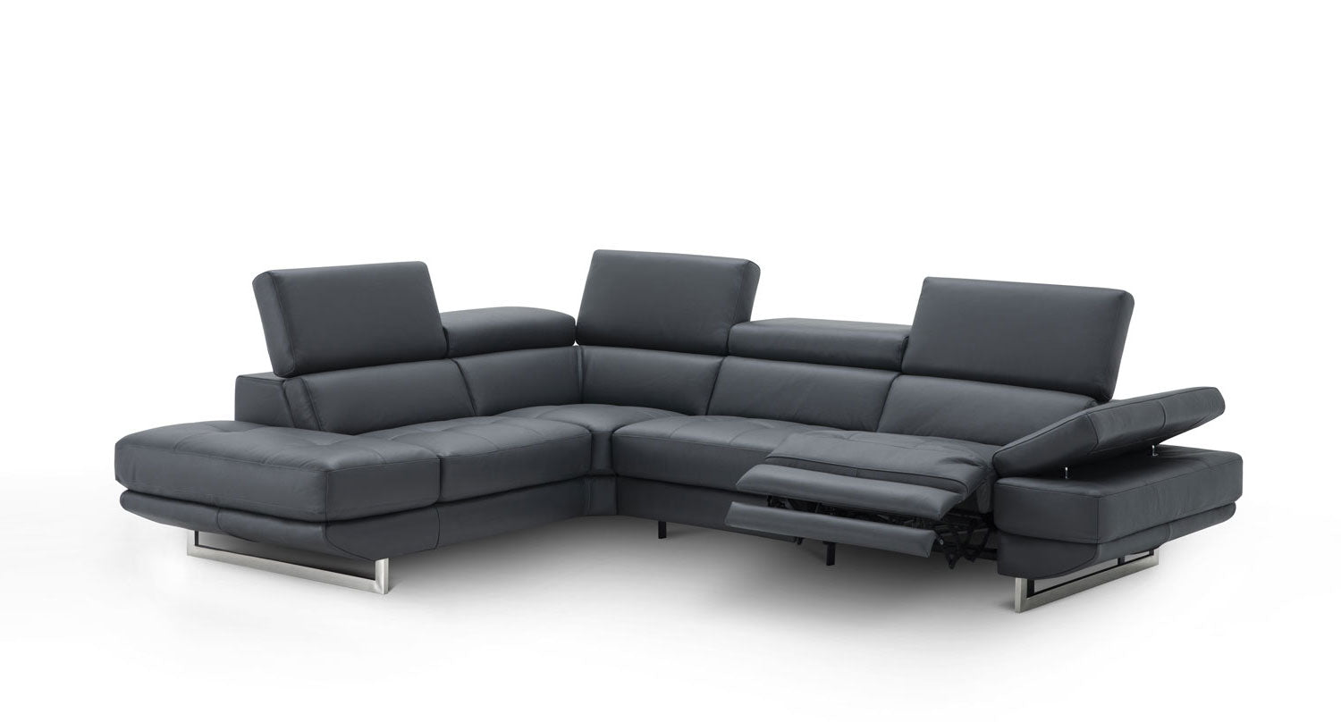 J and M Furniture Couches & Sofa Left Hand Facing Annalaise Recliner Leather Sectional in Blue Grey | J&M Furniture