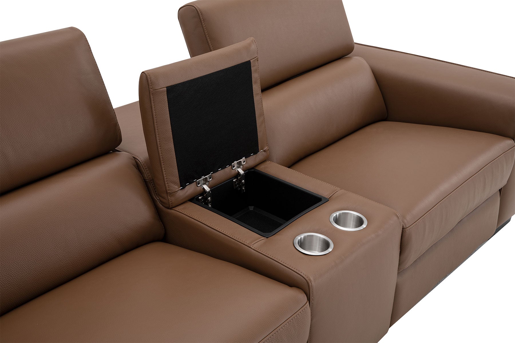 J and M Furniture Couches & Sofa Picasso Loveseat with Console In Caramel | J&M Furniture