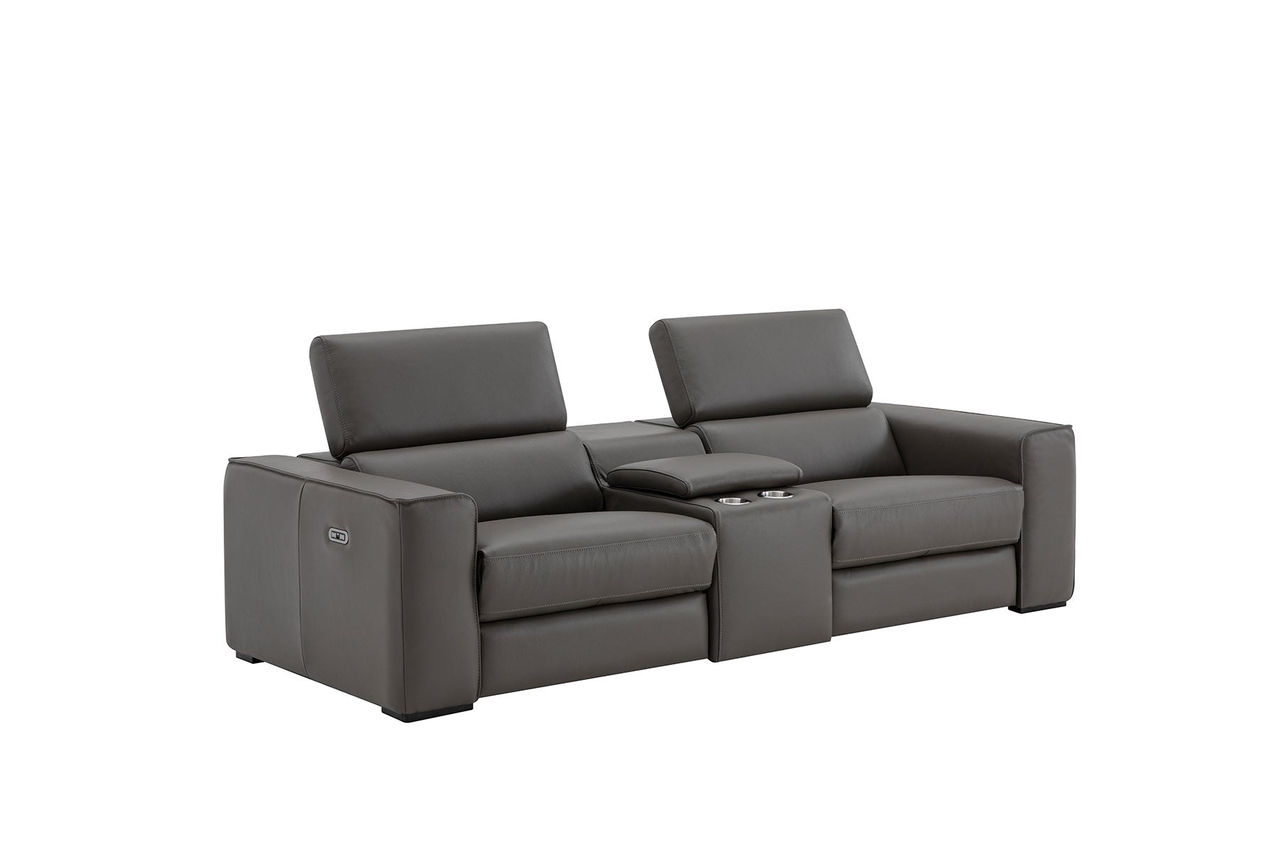 J and M Furniture Couches & Sofa Picasso Loveseat with Console In Dark Grey | J&M Furniture