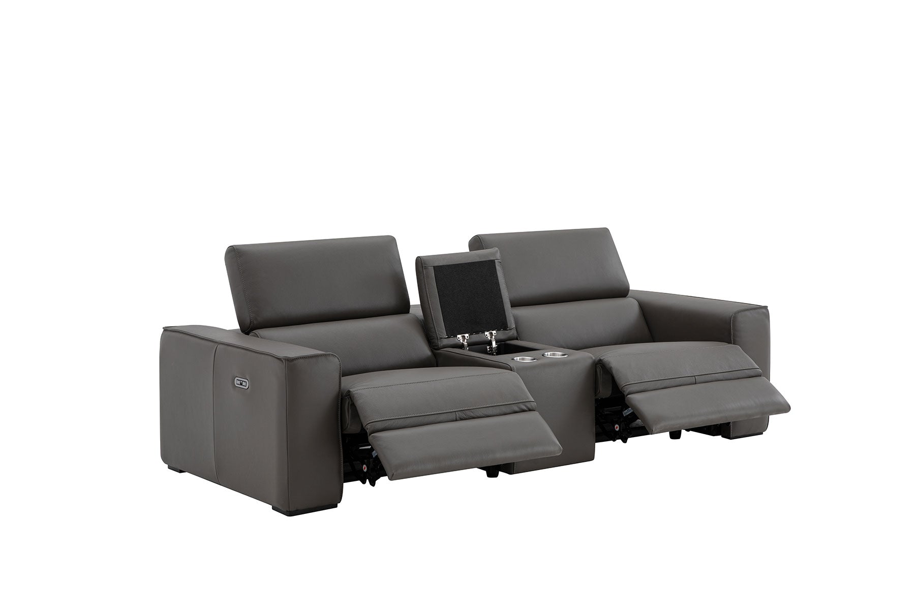 J and M Furniture Couches & Sofa Picasso Loveseat with Console In Dark Grey | J&M Furniture
