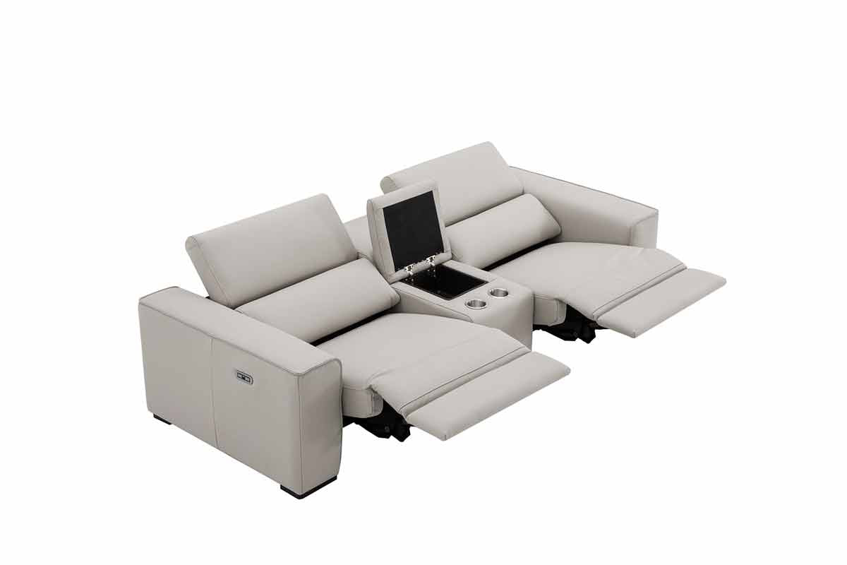 J and M Furniture Couches & Sofa Picasso Loveseat with Console In Silver Grey | J&M Furniture