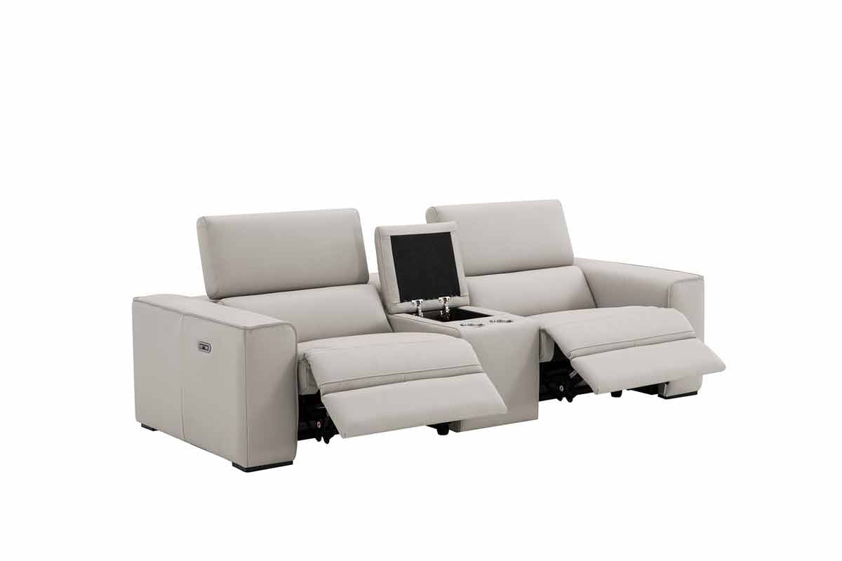 J and M Furniture Couches & Sofa Picasso Loveseat with Console In Silver Grey | J&M Furniture