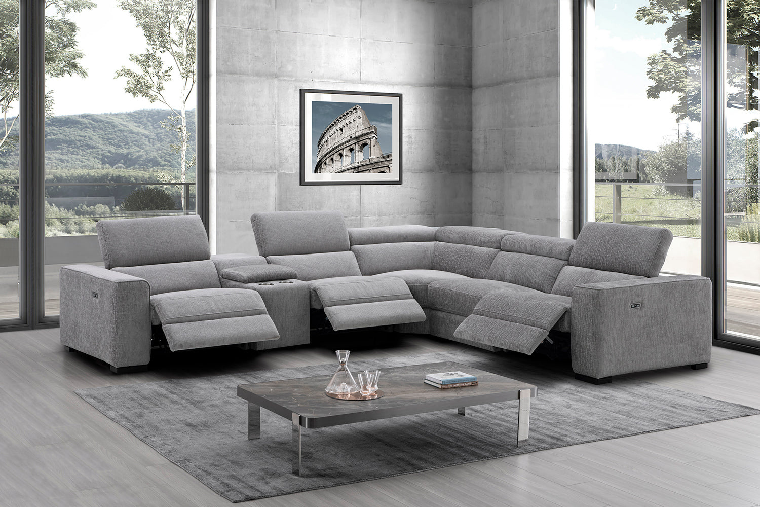 J and M Furniture Couches & Sofa Picasso Motion Fabric Sectional in Light Grey | J&M Furniture