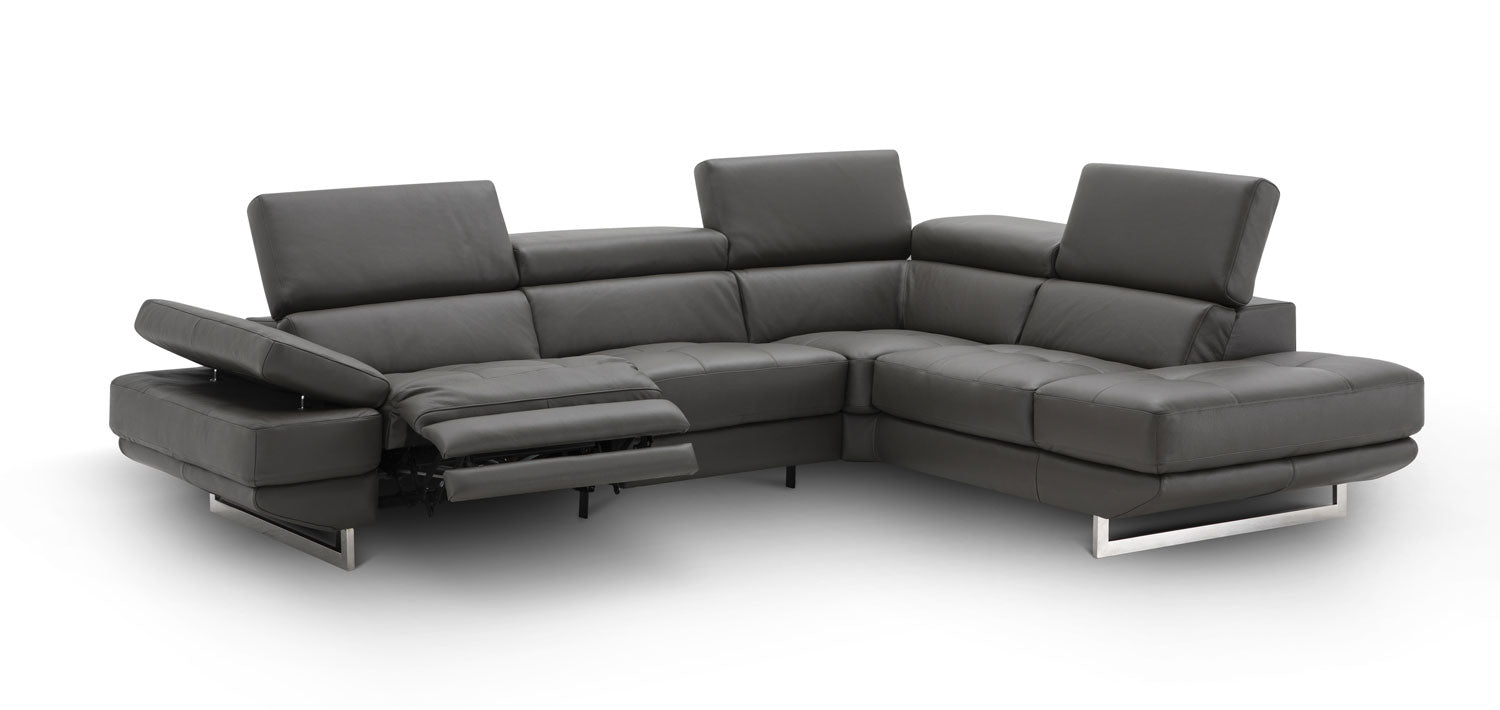 J and M Furniture Couches & Sofa Right Hand Facing Annalaise Leather Recliner Sectional in Dark Grey | J&M Furniture