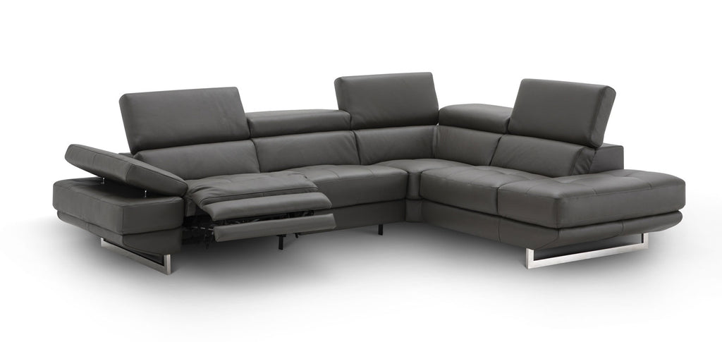 J and M Furniture Couches & Sofa Right Hand Facing Annalaise Leather Recliner Sectional in Dark Grey | J&M Furniture