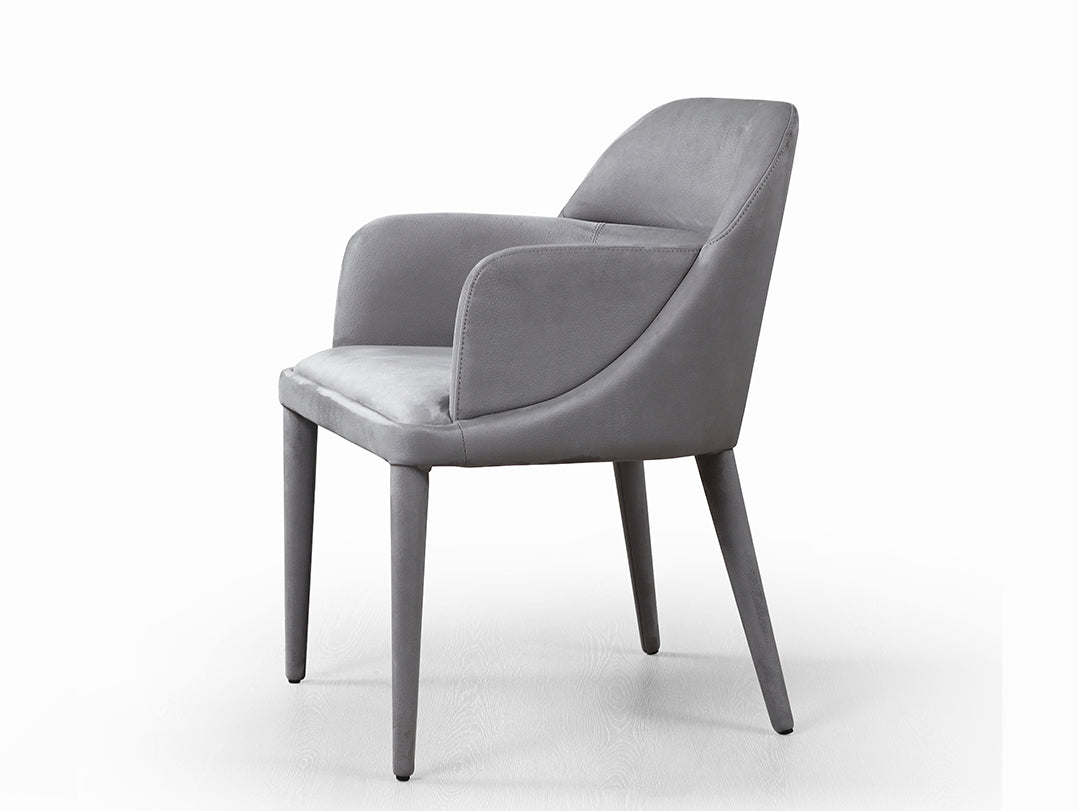 J and M Furniture Dining Chair Baxter Nubuck Leather Arm Chair in Grey | J&M Furniture
